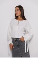 Women's embroidered blouse in milk color with white embroidery Antonyda