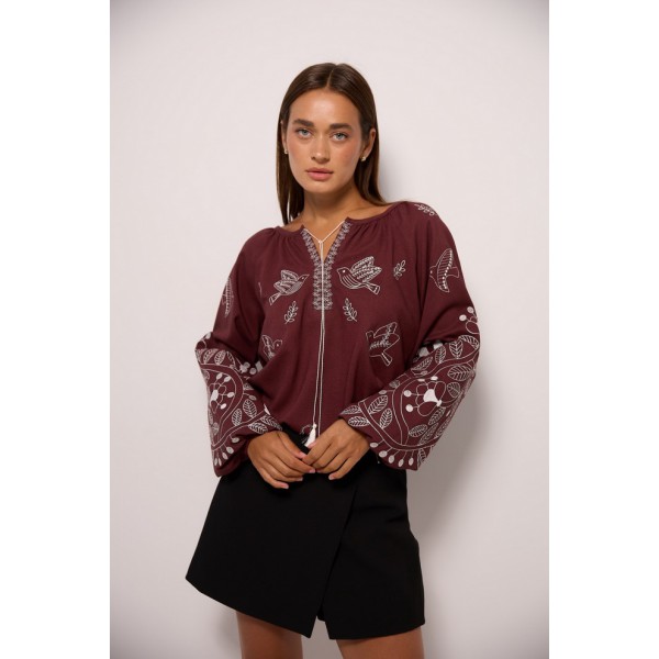 Brown embroidered women's Solovey