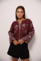 Brown women's embroidered shirt "Solovey" (chocolate color), size S