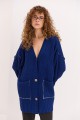 Жіночий в`язаний кардиган oversize з кишенями темно-синій