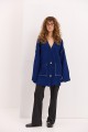 Жіночий в`язаний кардиган oversize з кишенями темно-синій