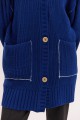 Жіночий в`язаний кардиган oversize з кишенями темно-синій