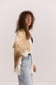 В`язаний жіночий кардиган oversize молочний з жовтим візерунком «ялинка»