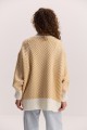 В`язаний жіночий кардиган oversize молочний з жовтим візерунком «ялинка»