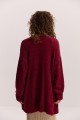 Жіночий в`язаний кардиган oversize бордовий з пухнастої пряжі