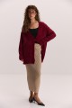 Жіночий в`язаний кардиган oversize бордовий з пухнастої пряжі