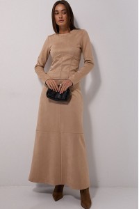 Long beige suede skirt Harmony