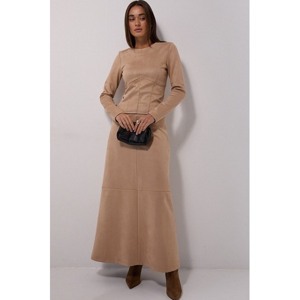 Long beige suede skirt Harmony