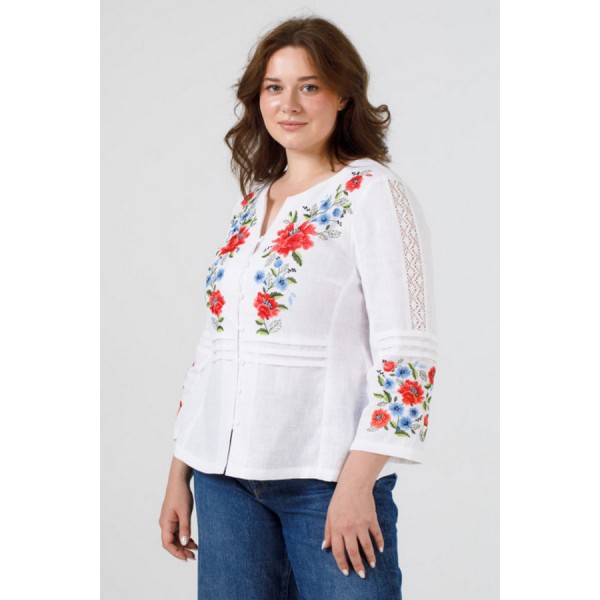 Біла вишиванка жіноча великих розмірів Текля, розмір 54