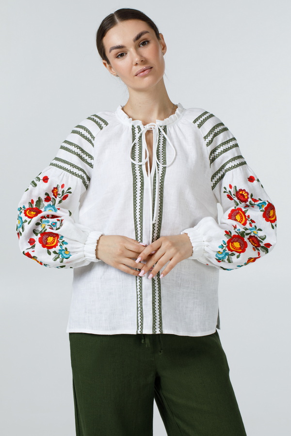 Women's embroidered shirt Radoslava in milk color 