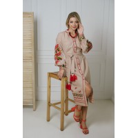 Beige embroidered long dress Kilina