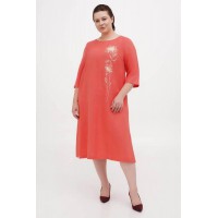 Coral embroidered dress, Olvia