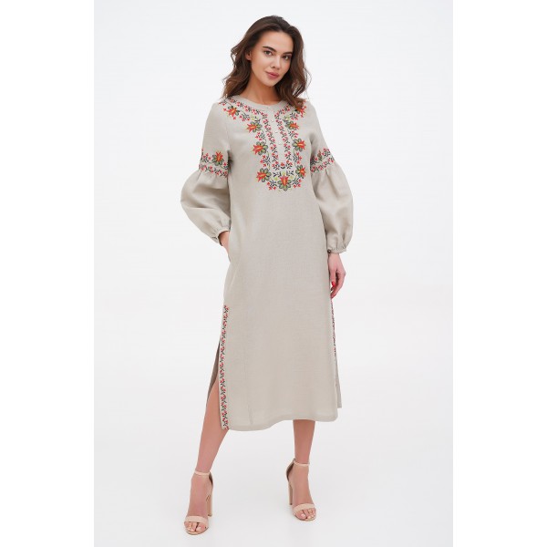 Long gray linen dress Kazka