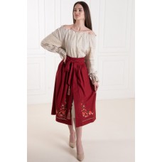Kupava, women's embroidered suit (melange with cherry)