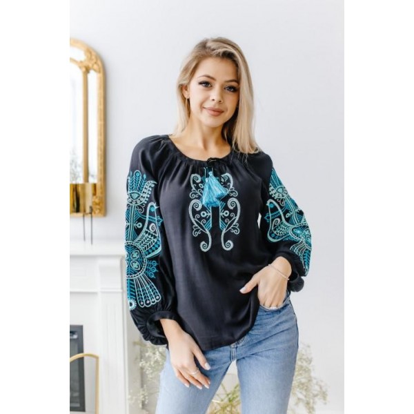 Vytynanka, women's embroidered shirt with cherry embroidery