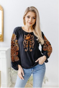 Vytynanka, women's embroidered shirt with gold