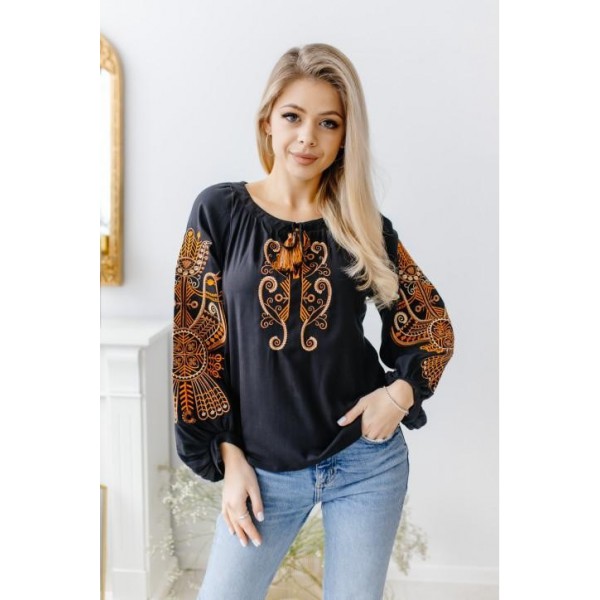 Vytynanka, women's embroidered shirt with gold