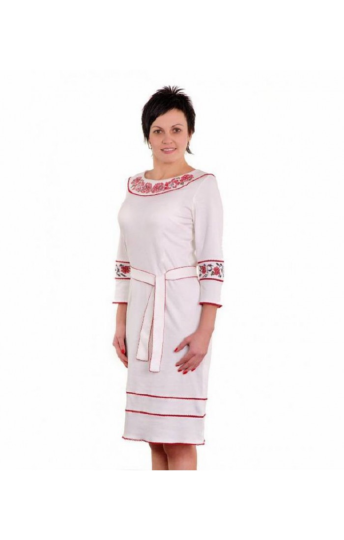 Очарование, платье из белого трикотажа, 52 размера