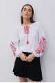 White embroidered shirt "Veresneva", red embroidery with flowers on the sleeves.