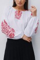 White embroidered shirt "Veresneva", red embroidery with flowers on the sleeves.