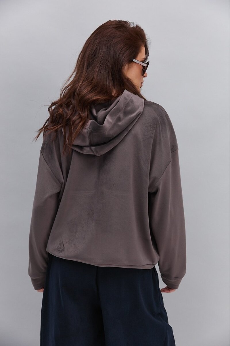 Women's brown velour zip-up hoodie with The Pickleball Club embroidery