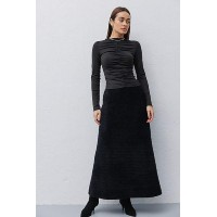 Skirt-trapeze black winter, Skirt trapeze black color