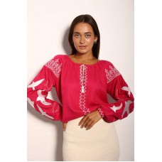 Women's crimson embroidered coat Swallows