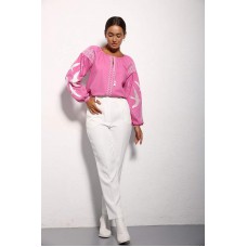 Women's embroidered jacket of pink color Swallows