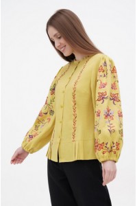 Women's yellow Luhan embroidered shirt