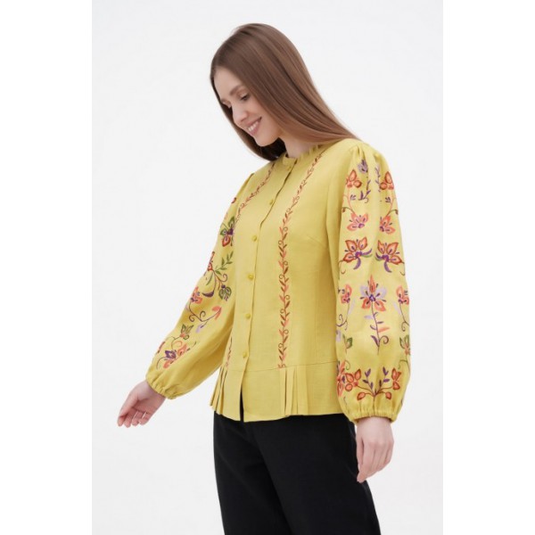 Women's yellow Luhan embroidered shirt