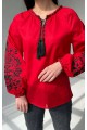 Women's embroidered shirt of red color Tree of life