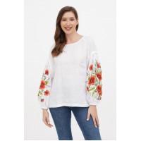 Women's white embroidered shirt "Measure of poppies".