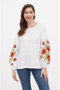 Women's white embroidered shirt "Measure of poppies".