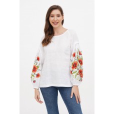 Women's white embroidered shirt "Measure of poppies".