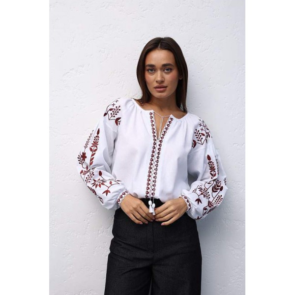 White embroidered women's blouse Violina