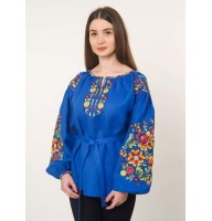 Blue women's embroidered shirt Petrykivka