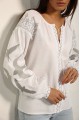 Women's white embroidered blouse with Swallows.