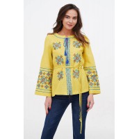 Svetlytsia, yellow embroidered women's blouse