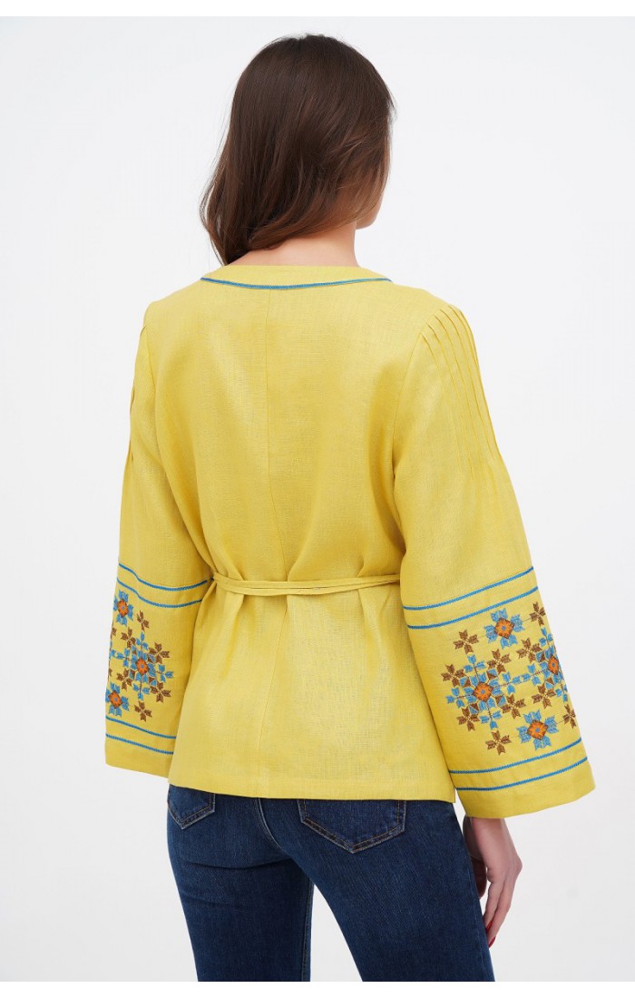 Світлиця, блузка жіноча  вишиванка жовтого кольору