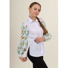 Uncut, embroidered women's white with green