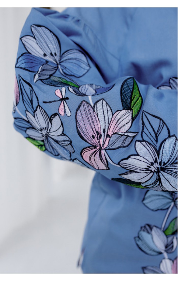 Liliana, blue women's embroidered shirt