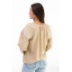 Women's light beige embroidered shirt with swallows
