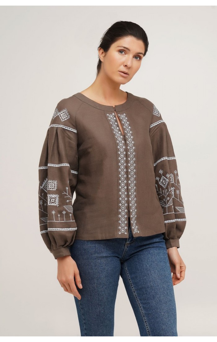 Ines, women's linen embroidered shirt
