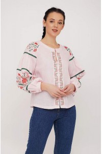 Сабина розовая, блузка женская вышиванка.