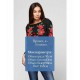 Floral wreath, women's embroidered black blouse