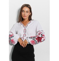 Women's embroidered shirt with original embroidery on the sleeves, Vohneslava.
