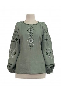 Women's embroidered shirt in khaki color, Marichka