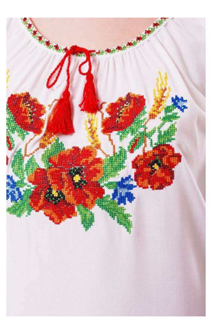Carpathian wreath, embroidered women's white
