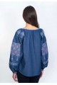 Arsena, women's blue embroidered shirt with embroidery on the sleeves