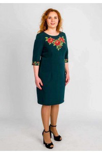 Emilia, green dress with embroidery